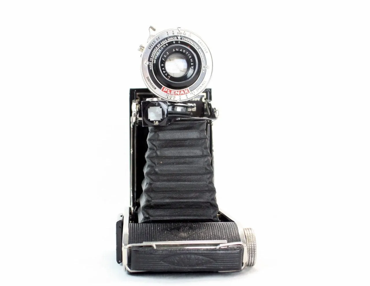 Wine and Champagne Bottle Stopper with art deco display stand - Vintage PB20 Plenax Agfa Folding Camera Lens