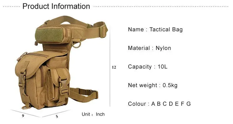 WOLF ENEMY Outdoor Sports 1000D Nylon Tactical Leg & Waist  Bag for Camping Hiking Climbing  Hunting.