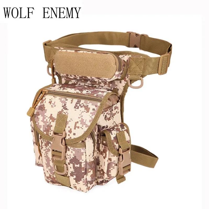 WOLF ENEMY Outdoor Sports 1000D Nylon Tactical Leg & Waist  Bag for Camping Hiking Climbing  Hunting.