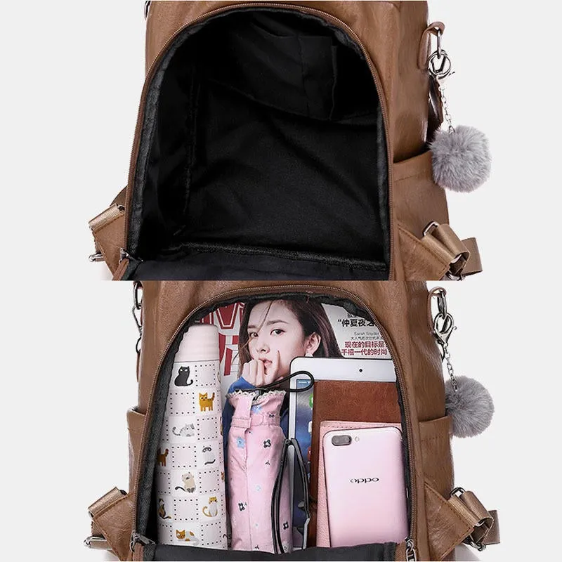 Women Anti-Theft Backpack Multifunctional Bag Tassel Zipper Bag