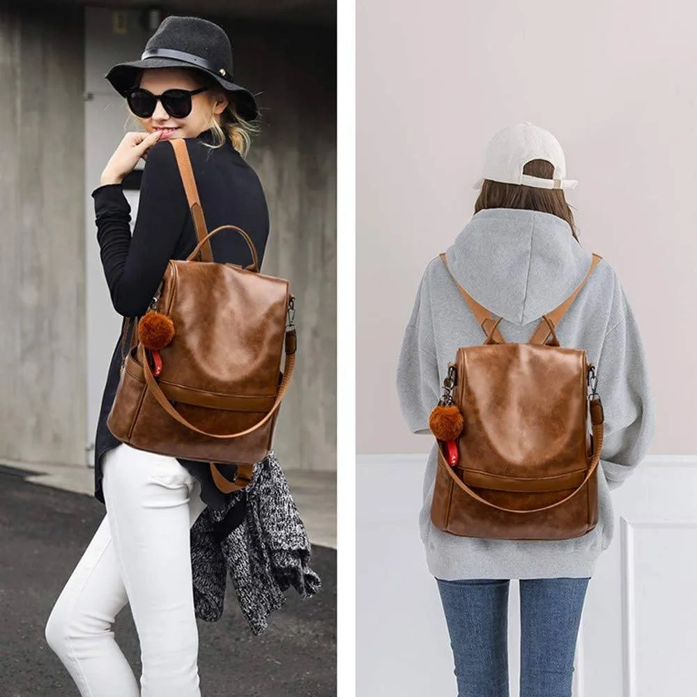 Women Backpack Purse PU Leather Anti-theft Casual Shoulder Bag