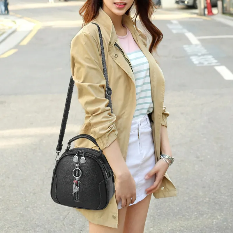 Women Crossbody Small Shell Bag / Vintage Handbag Of Solid PU Leather / Cool Accessories